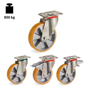 TR-65AL-P-PT-Wheels with medium-heavy duty brackets and brackets with hardened ball race grooves